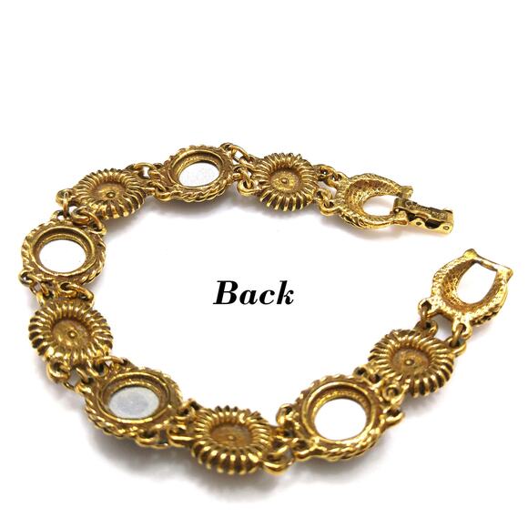 Goldette Light Topaz Rhinestone Link Bracelet, Lucite Rhinestones, 1960s Vintage - Picture 8 of 10